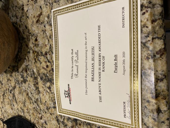 Purple belt · August 20, 2020 · Promoted by Randy Villarreal