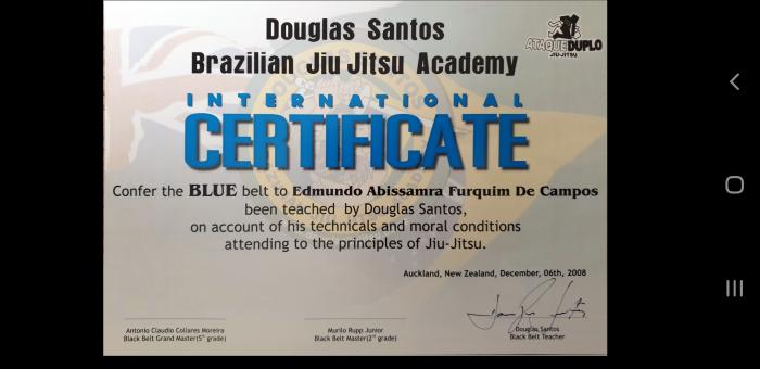 Blue belt · December 6, 2008 · Promoted by Douglas Santos