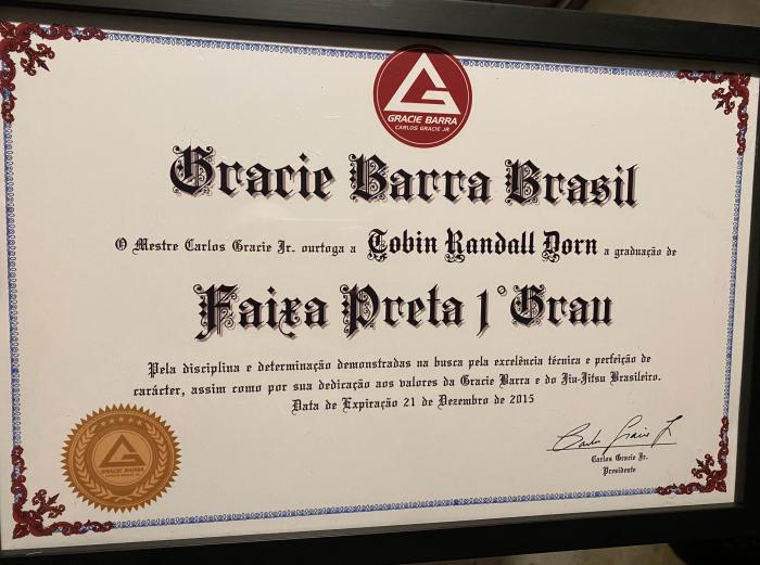 Black belt 1st degree · December 21, 2012 · Promoted by Master Carlos Gracie Jr.