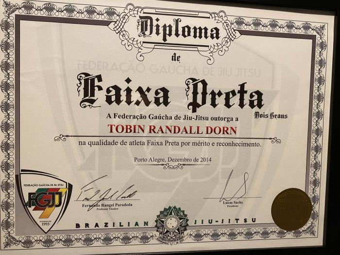 Black belt 2nd degree · December 1, 2014 · Promoted by Prof. Fernando Paradeda (4th degree Black Belt under Ze Mario Sperry)