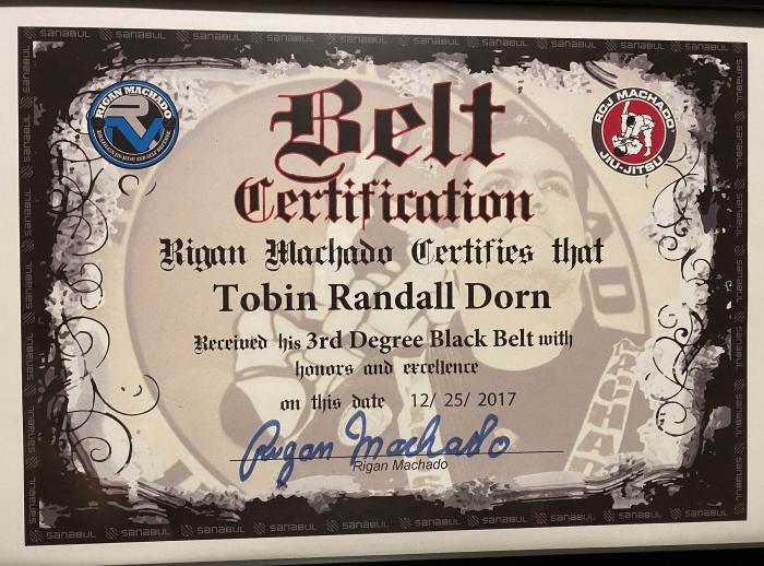 Black belt 3rd degree · December 25, 2017 · Promoted by Master Rigan Machado