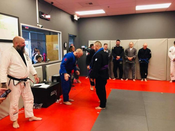 Purple belt · November 14, 2020 · Promoted by Guy and Rob Pendergrass