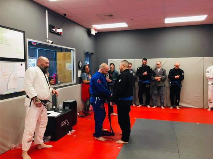 Purple belt · November 14, 2020 · Promoted by Guy and Rob Pendergrass
