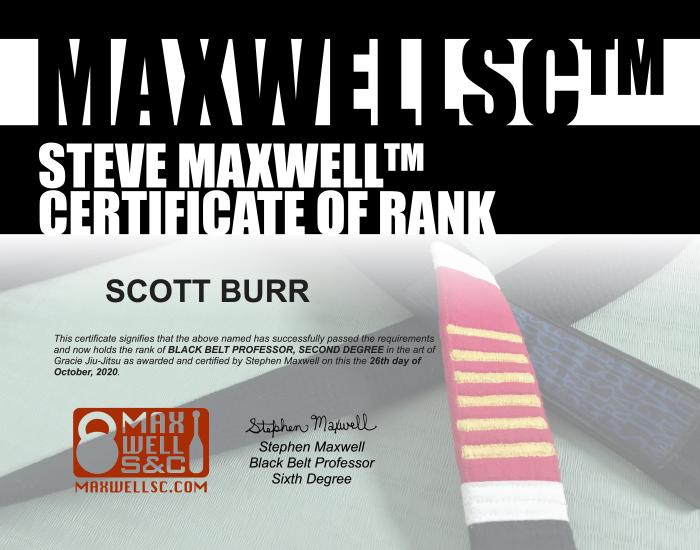 Black belt 2nd degree · October 26, 2020 · Promoted by Steve Maxwell