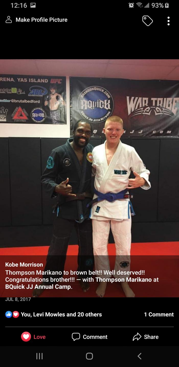 Brown belt · July 8, 2017 · Promoted by Brandon Quick