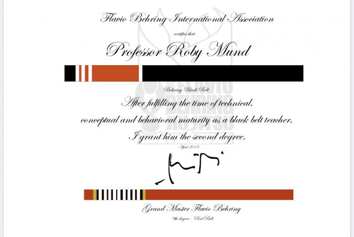 Black belt 2nd degree · April 13, 2019 · Promoted by GM . Flavio Behring