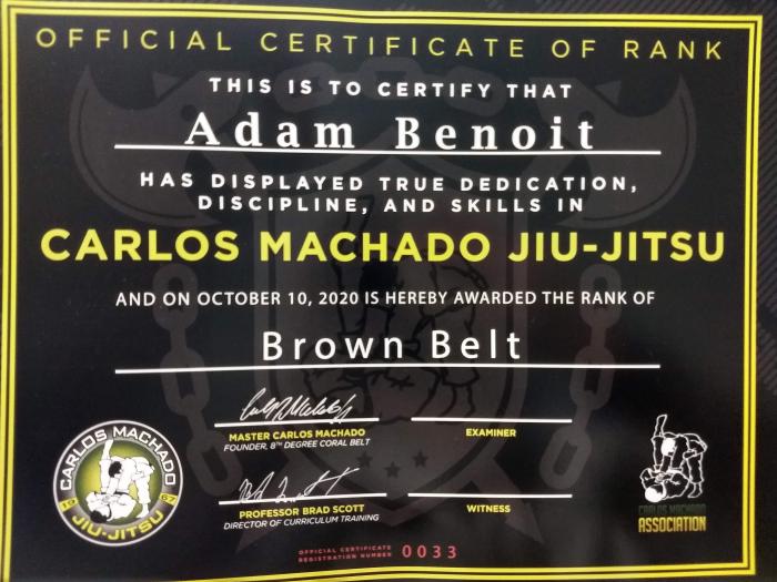 Brown belt · October 16, 2020 · Promoted by Virgil Allen