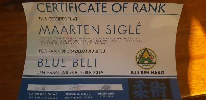 Blue belt · October 28, 2019 · Promoted by Farid ben Omar