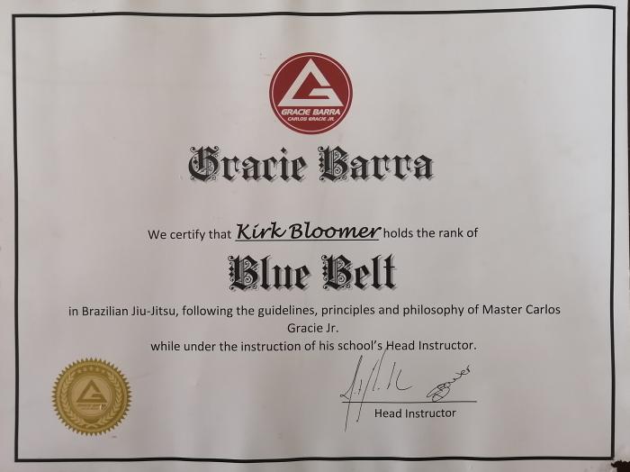 Awarded by Garreth Mclellan and Shana Power of Gracie Barra Kyalami