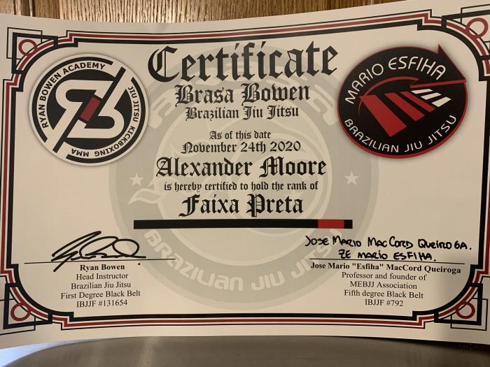 Black belt · November 25, 2020 · Promoted by Ryan Bowen
