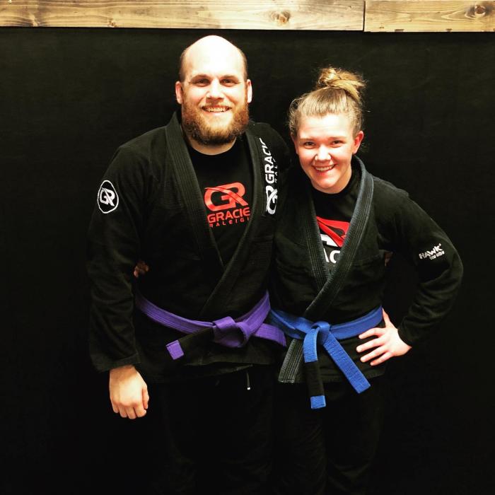 A picture taken just after I got my purple belt!