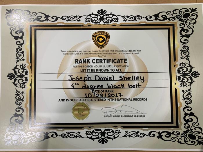Black belt 4th degree · October 26, 2017 · Promoted by Robson Moura