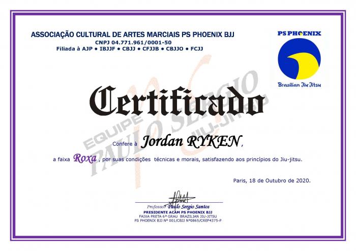 Purple belt · October 18, 2020 · Promoted by Paulo Sergio Santos
