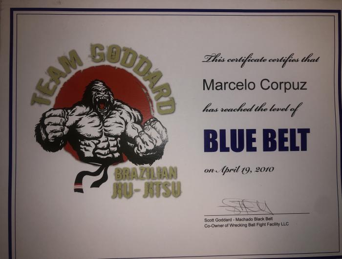 Blue belt · April 10, 2010 · Promoted by Scott Goddard