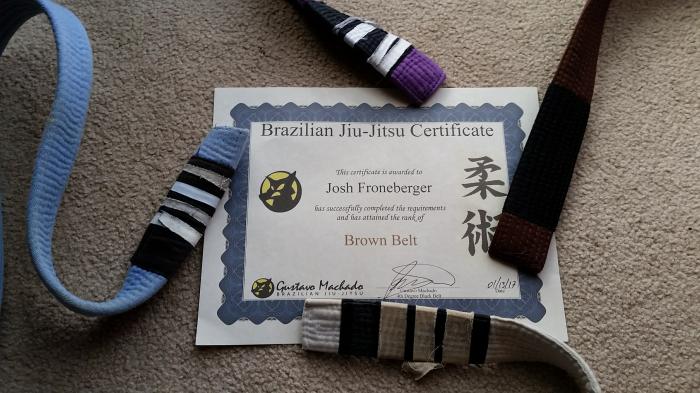 Brown belt · January 14, 2017 · Promoted by Mike Bejoc