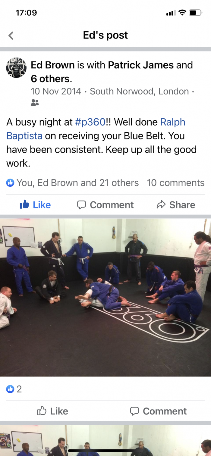 Blue belt · November 10, 2014 · Promoted by Edward George Brown