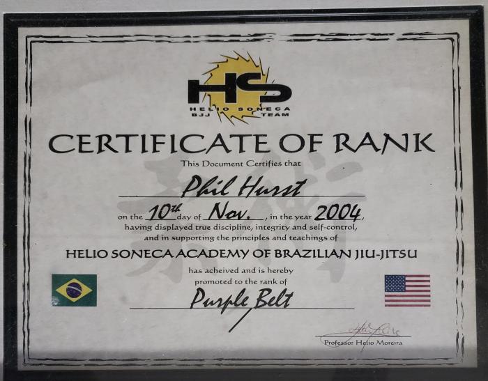 Purple belt · November 10, 2004 · Promoted by Helio Soneca Moreira