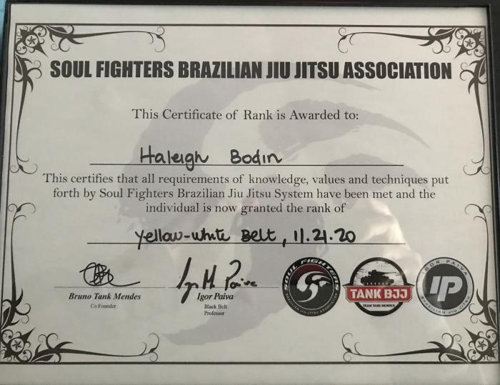 Yellow belt · November 21, 2020 · Promoted by Bruno "Tank" Mendes