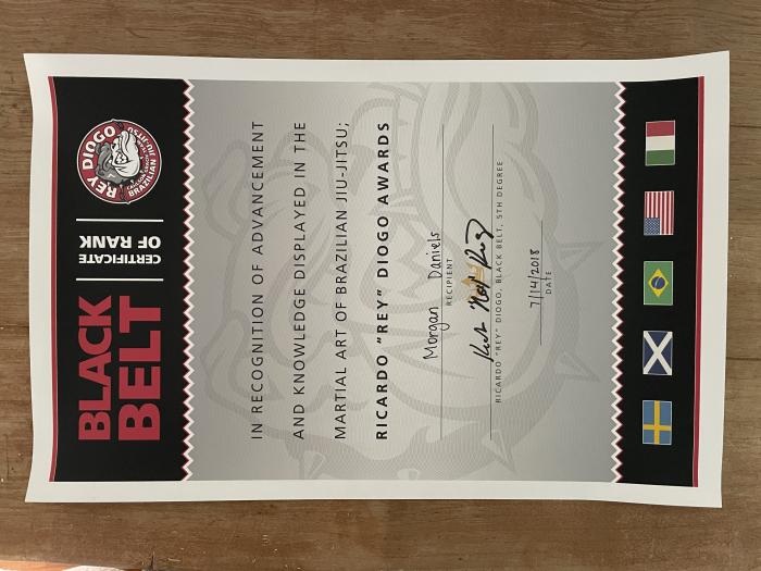 Black belt · July 14, 2018 · Promoted by Rey Diogo