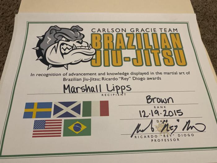 Brown belt · December 19, 2015 · Promoted by Ricardo “Rey” Diogo