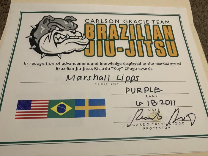 Purple belt · June 18, 2011 · Promoted by Ricardo “Rey” Diogo