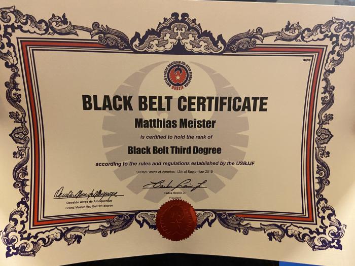 Black belt 3rd degree · June 1, 2018 · Promoted by Raphael Ellwanger.