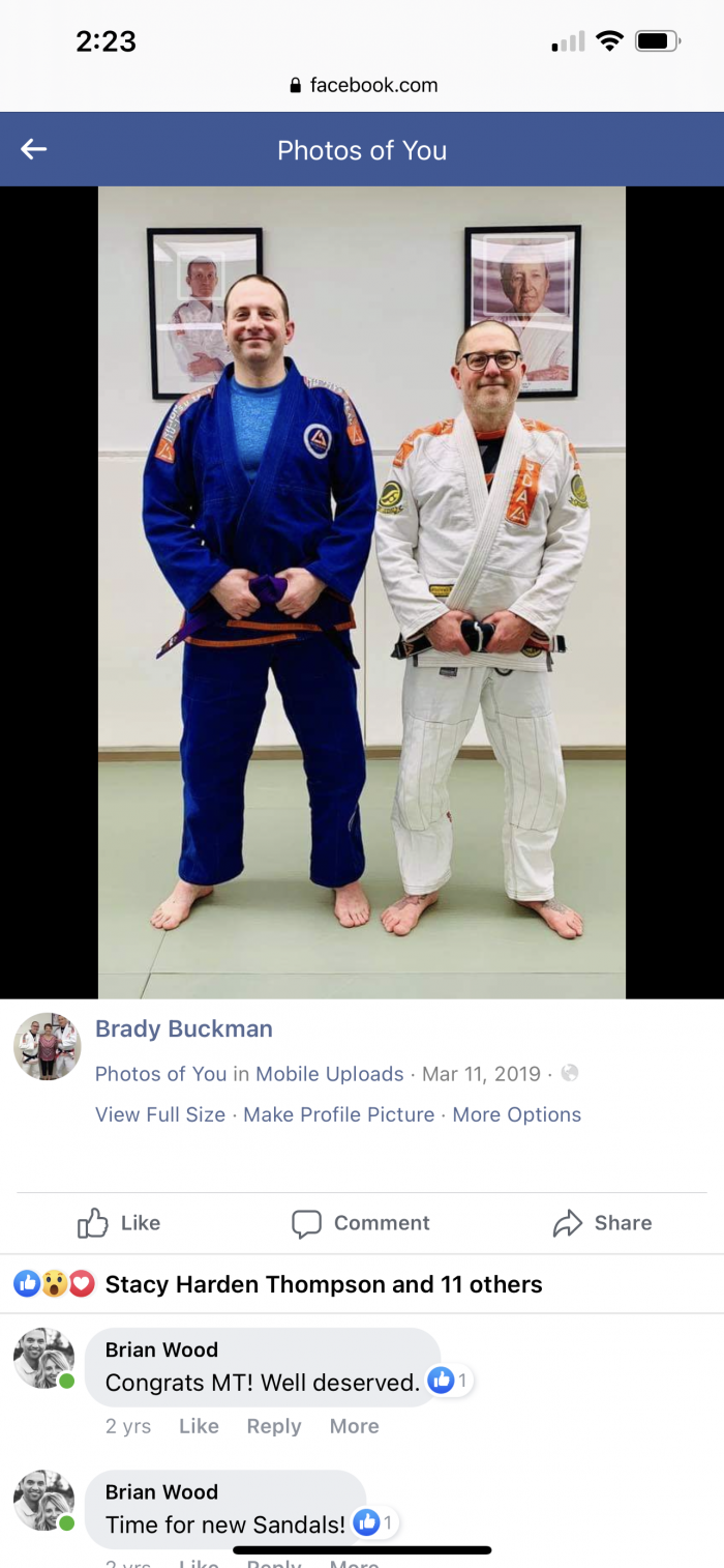 Purple belt · March 11, 2019 · Promoted by Brady Buckman
