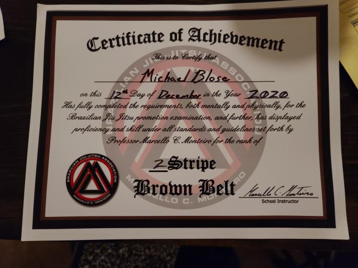 Brown belt · December 7, 2019 · Promoted by Marcello C. Monteiro