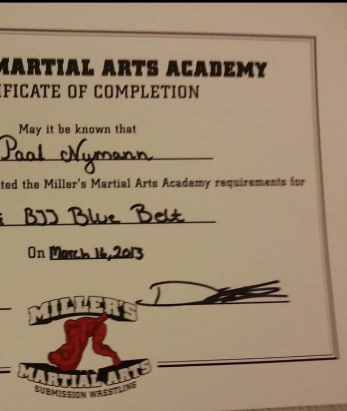 Blue belt · March 13, 2013 · Promoted by Dean Lister