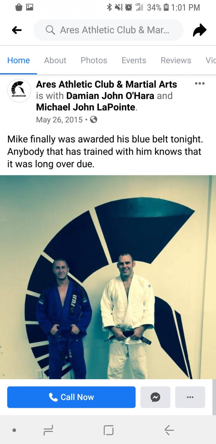 Blue belt · May 26, 2015 · Promoted by Damian O'Hara