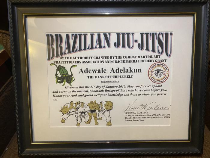 Purple belt · January 21, 2016 · Promoted by Vinnie Carlucci