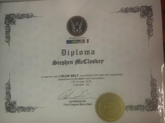 Blue belt · June 17, 2019 · Promoted by Professor Guybson Sa