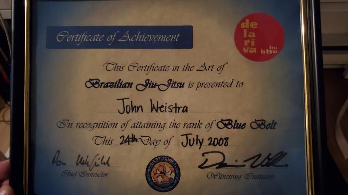 Blue belt · July 24, 2008 · Promoted by Don Whitefield