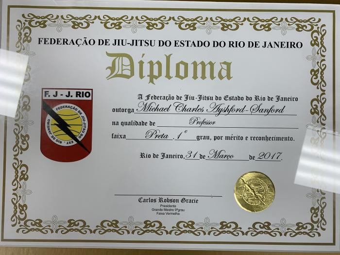 Black belt 1st degree · March 31, 2017 · Promoted by Diego Moraes Corriea , Daniel Moraes Corriea, F.J-J. Rio (Carlos Robson Gracie)