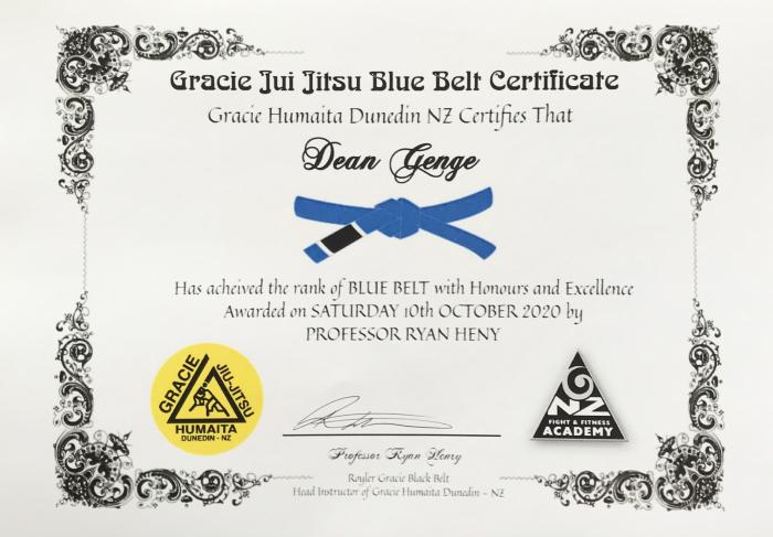 Blue belt · October 10, 2020 · Promoted by Ryan Henry