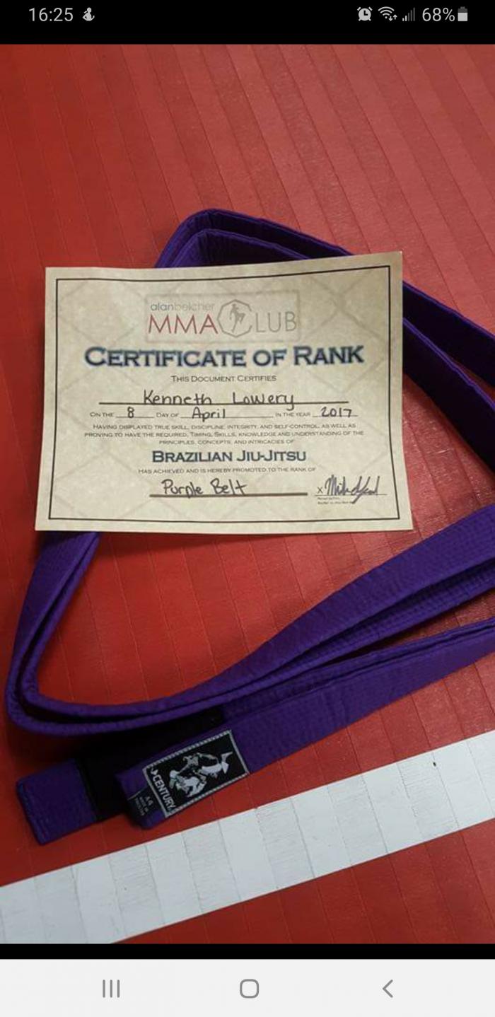 Purple belt · April 8, 2017 · Promoted by Michael Sanford