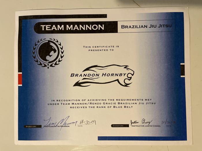 Blue belt · November 30, 2009 · Promoted by Tim Mannon