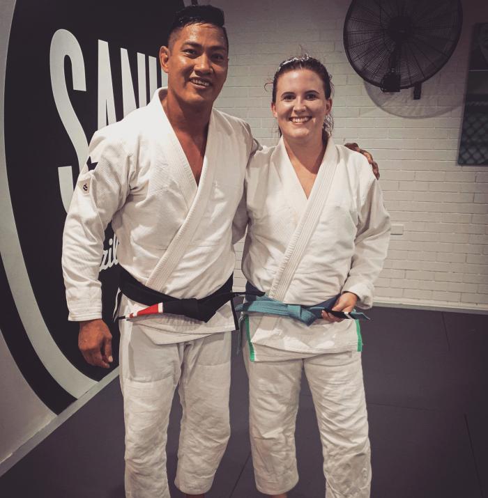 Blue belt first stripe