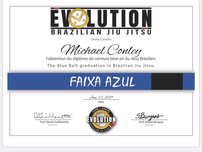 Blue belt · June 22, 2018 · Promoted by Professor Steve Burgess