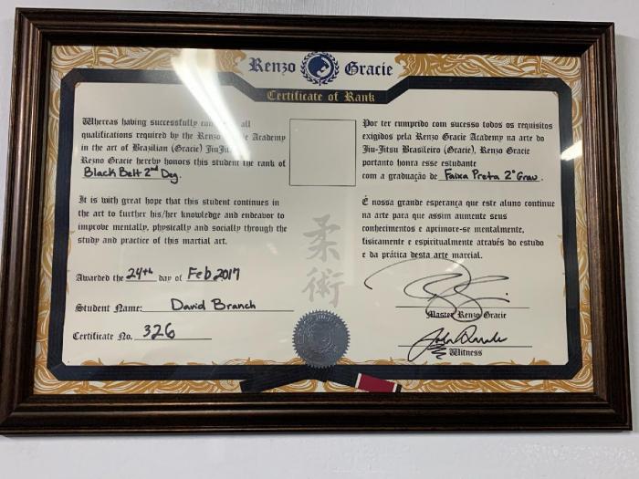 Black belt 2nd degree · February 24, 2017 · Promoted by Renzo Gracie