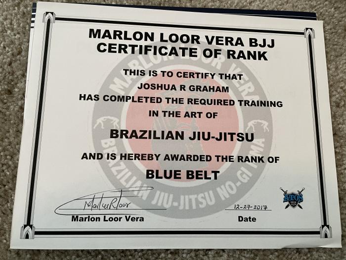 Blue belt · December 27, 2017 · Promoted by Marlon Loor Vera