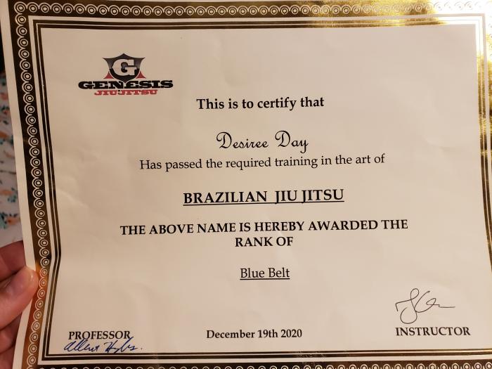 Blue belt · December 19, 2020 · Promoted by Albert Hughes