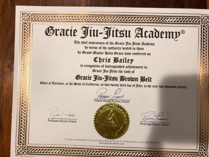 Brown belt · July 23, 2016 · Promoted by Ryron Gracie