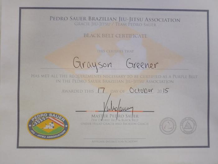 Black belt · October 17, 2015 · Promoted by Pedro Sauer