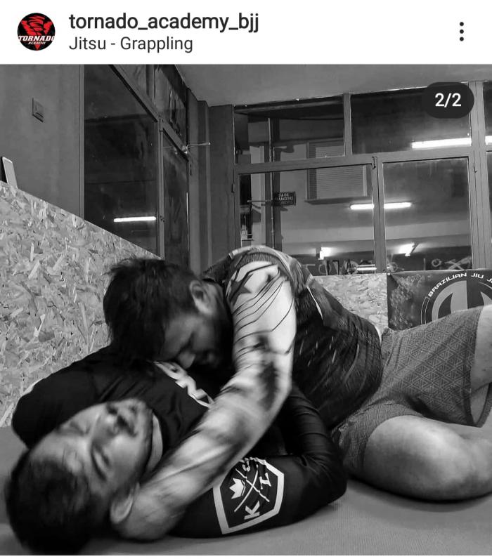 "Trying not to die", with my brother at my academy.