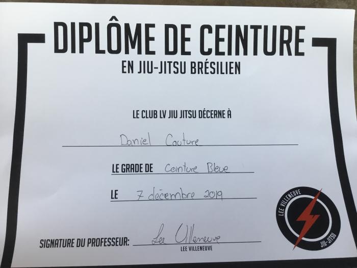 Blue belt · December 7, 2019 · Promoted by Fabio Hollanda / Lee Villeneuve / BTT
