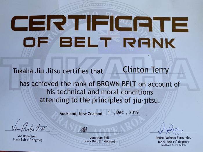 Brown belt · December 1, 2019 · Promoted by Pedro Fernandes