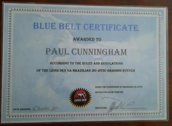 Blue belt · November 16, 2009 · Promoted by David Verster