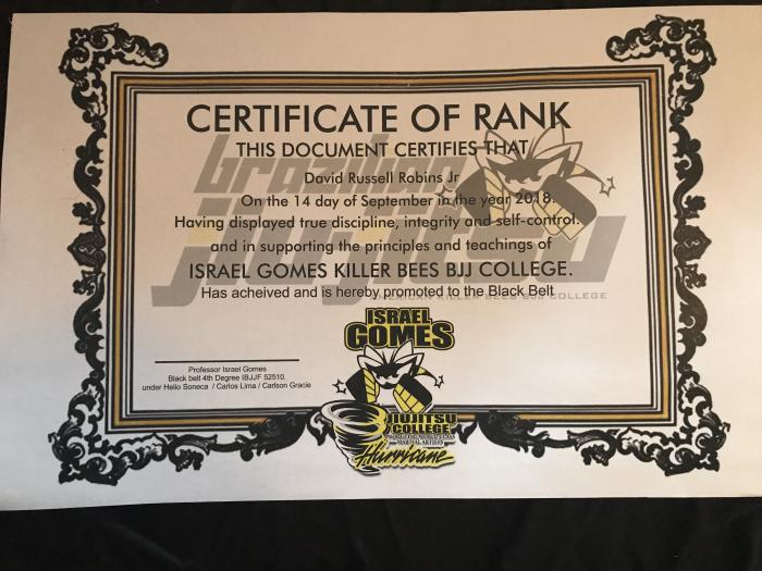 Black belt · September 14, 2018 · Promoted by Israel Gomes