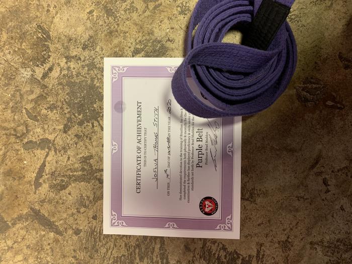 Purple belt · November 14, 2020 · Promoted by Brad Maddox